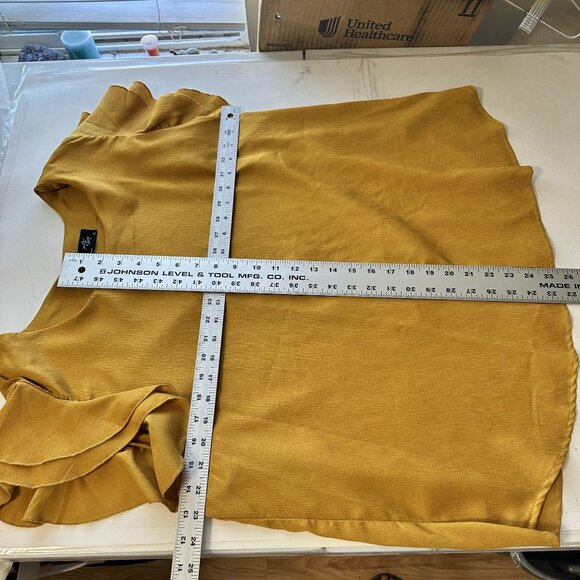 Milk & Honey Womens Blouse Mustard Yellow Ruffle Sleeve Shirt 3X Career Top - Picture 4 of 7